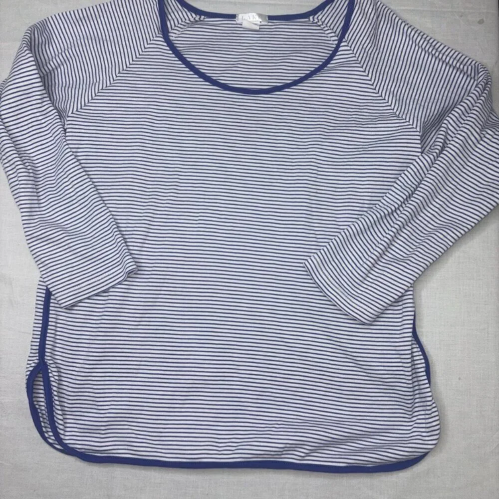 LAKE Pajamas XXS SHIRT ONLY Blue White Stripe 100% Pima Cotton